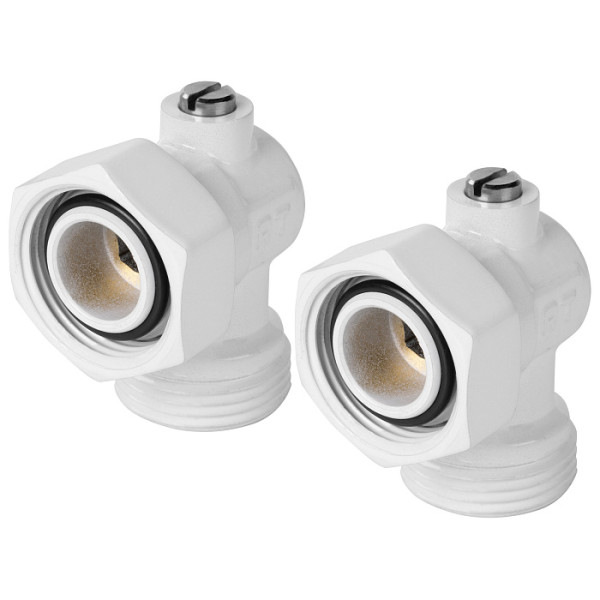 Комплект угловых фитингов со встроенным шаровым краном Royal Thermo 3/4"х3/4"EK (белый) (RANPU13434WH)