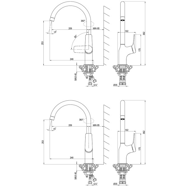 Смеситель для кухни Lemark Ortus хром (LM11305C) Смеситель для кухни Lemark Ortus хром (LM11305C)