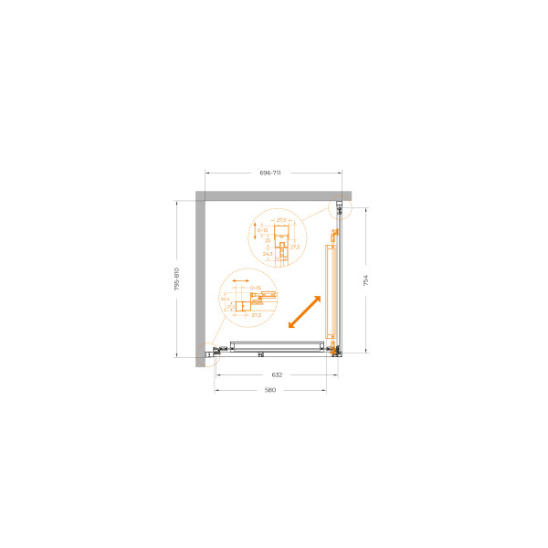 Душевой уголок Cezares Lux 70x80x195 стекло прозрачное, профиль хром (LUX-AH-FS-1-70/80-C-CR) Душевой уголок Cezares Lux 70x80x195 стекло прозрачное, профиль хром (LUX-AH-FS-1-70/80-C-CR)