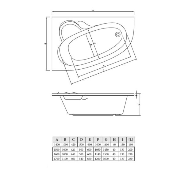 Ванна акриловая C-Bath Atlant 140x100 L белая (CBA00101L) Ванна акриловая C-Bath Atlant 140x100 L белая (CBA00101L)