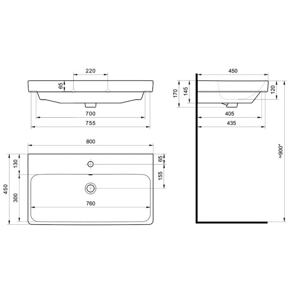 Тумба-умывальник Aquaton Оливия 80 Белый матовый/1WH501772 Раковина Адриана 80 (1A2831K0OL010)