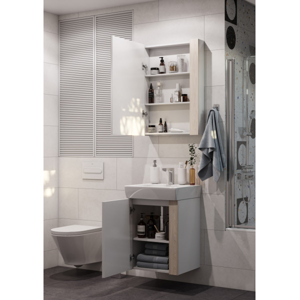 Тумба напольная Aquaton Кантри 472x400x608 белый, дуб верона (1.A257.8.01A.HB2.0)