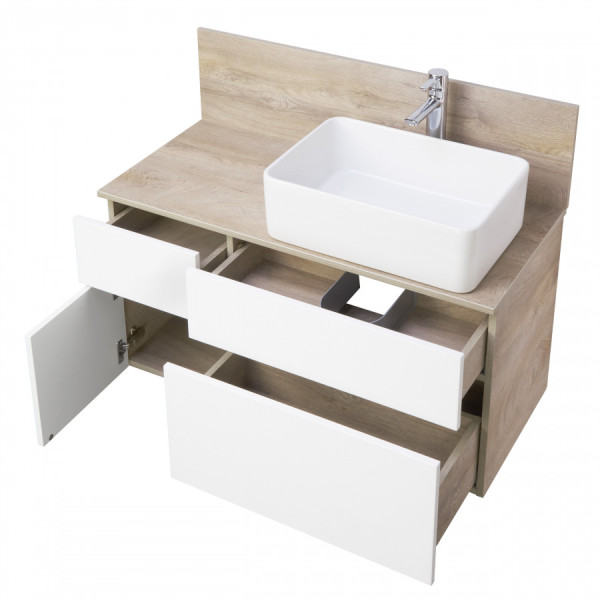 Тумба подвесная Aquaton Мишель 1000x450x504 дуб эндгрейн, белый (1.A244.1.01M.IX4.0)