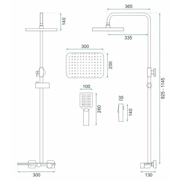 Душевая система на четыре режима Rea Helix Black mat (REA-P6618)