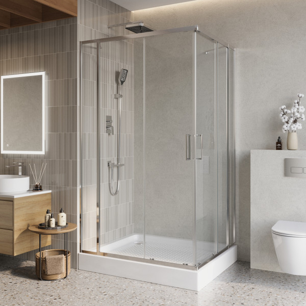 Душевой уголок BelBagno Luce 150x120x195 стекло прозрачное, профиль хром (LUCE-AH-22-150/120-C-Cr)