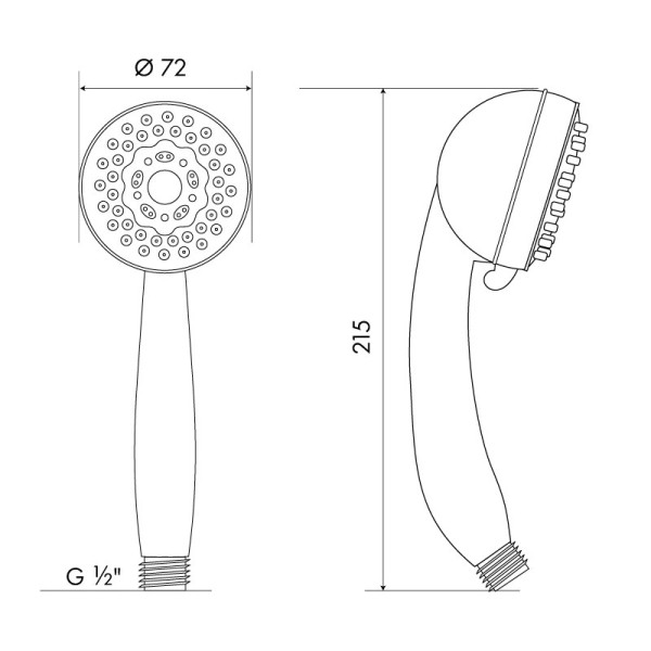 Душевая лейка Melodia 3 функции, d70мм (MKP20574BL)