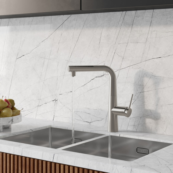 Смеситель для кухни Iddis Pure с каналом для фильтрованной воды, с выдвижным изливом хром (PURBNPFi05)