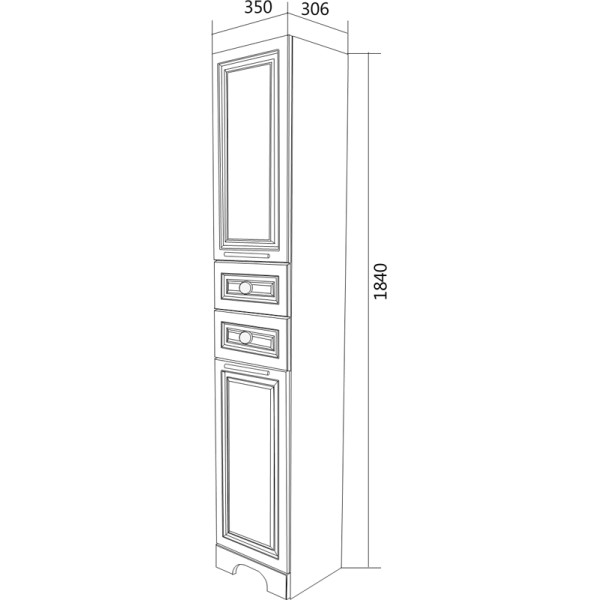 Пенал напольный 1Marka Прованс 350*306*1840 белый (У59770)