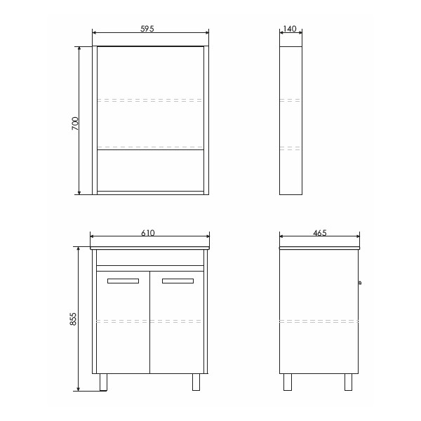 Тумба напольная Comforty Лиссабон 610x855x465 дуб темный матовый с раковиной (00-00001465)