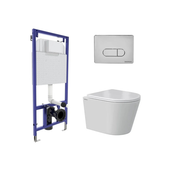 Комплект инсталляция с унитазом Berges Novum кнопка D3 хром глянец, унитаз Vita Rimless 49 см, сиденье с soft-close (043375) Комплект инсталляция с унитазом Berges Novum кнопка D3 хром глянец, унитаз Vita Rimless 49 см, сиденье с soft-close (043375)