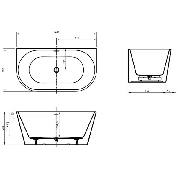 Ванна акриловая BelBagno 140x75 белая (BB710-1400-750) Ванна акриловая BelBagno 140x75 белая (BB710-1400-750)