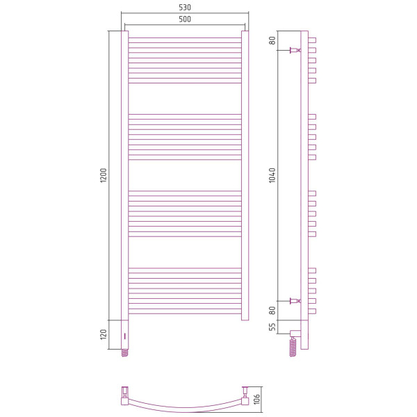 Полотенцесушитель электрический Сунержа Аркус 3.0 1200х500 МЭМ левый, хром (00-5704-1250)