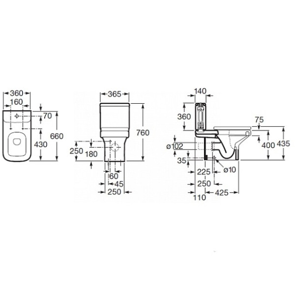 Унитаз напольный Roca Dama-N 600х360х760 горизонтальный выпуск (342787000) Унитаз напольный Roca Dama-N 600х360х760 горизонтальный выпуск (342787000)