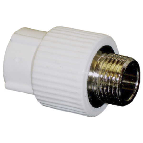 Переход PP-R 20*1/2"Н "Pilsa" (белый, латунь) (80832) Переход PP-R 20*1/2"Н "Pilsa" (белый, латунь) (80832)