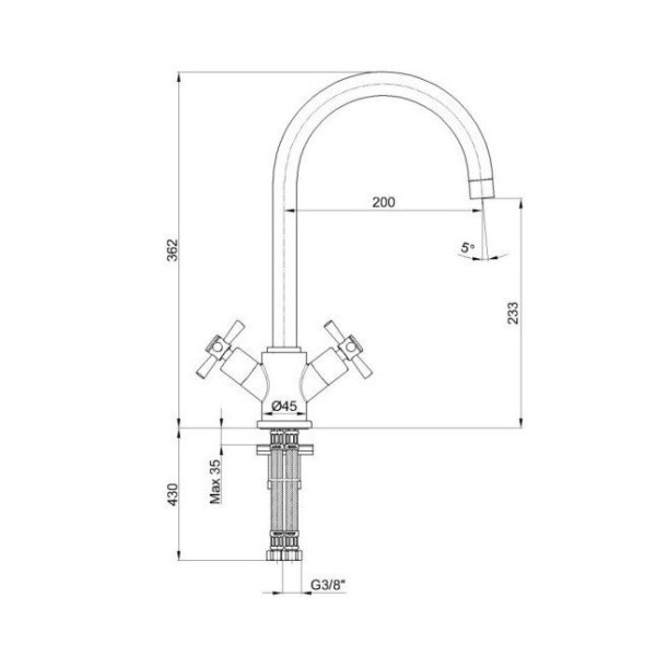 Смеситель для кухни E.C.A. Quadrille золотой (102808488EX)