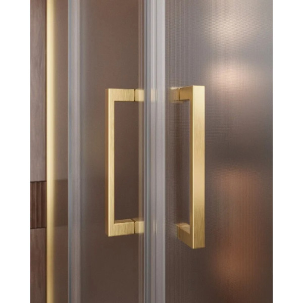 Душевой уголок Cezares Molveno 110x90x195 стекло матовое, профиль брашированное золото (MOLVENO-AH-21-90+20-P-BORO)