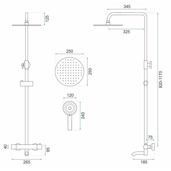 Душевая система термостат с изливом Rea Lungo White (REA-P6608)