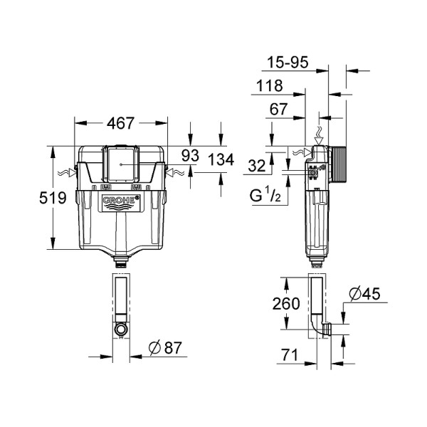 Бачок смывной скрытого монтажа Grohe GD2 (38661000) Бачок смывной скрытого монтажа Grohe GD2 (38661000)