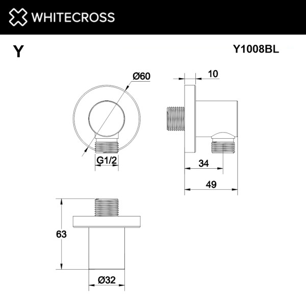 Подключение шланговое Y Whitecross черный мат (Y1008BL)