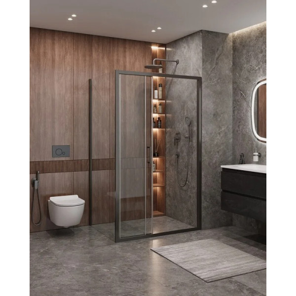 Душевой уголок Cezares Molveno 120x90x195 стекло прозрачное, профиль оружейная сталь (MOLVENO-AHF-31-120/90-C-GM-IV)