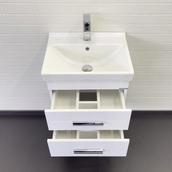 Тумба подвесная с раковиной Comforty Никосия 500x400x520 белый глянцевый (00-00018022)