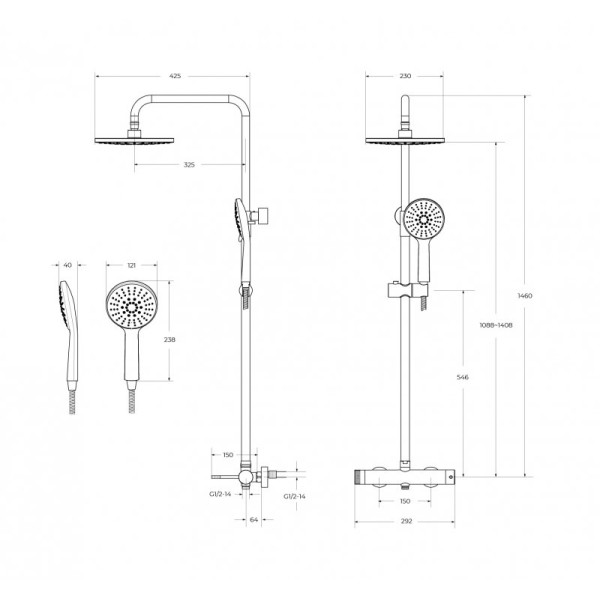 Система душевая Cezares Relax оружейная сталь матовый (RELAX-CD-GM)