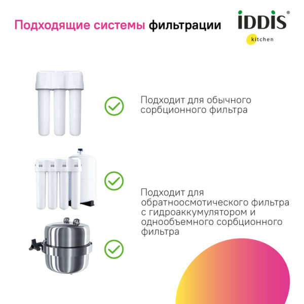 Смеситель для кухни Iddis Umbra с выдвижным изливом и каналом для фильтра графит (UMBGMPFi05)