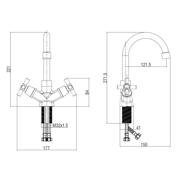 Смеситель для раковины Voda Dive хром (DV26)
