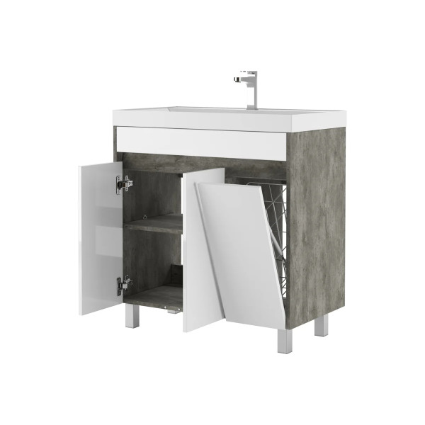 Тумба напольная Classica 80 Karlo без ящика и корзиной для белья Бетон Домино (DK5311T)