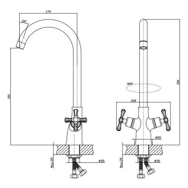 Смеситель для кухни Decoroom хром (DR52028)