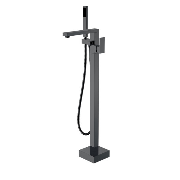 Смеситель напольный для ванны Boheme Qubic Shine Gun metal (479-SGM)