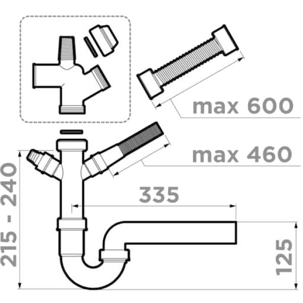 Отводная арматура для измельчителя Omoikiri пластик (4956655) Отводная арматура для измельчителя Omoikiri пластик (4956655)