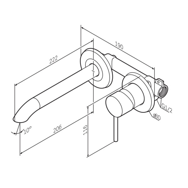 Смеситель для раковины AM.PM Libre встраиваемый черный (F6072622)