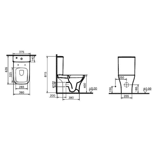 Унитаз-компакт VitrA Polar сиденье микролифт, безободковый (9843B003-7201)