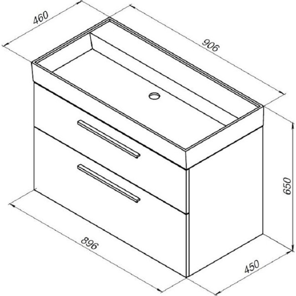 Тумба подвесная Aquanet Nova 85 (Slim Synergy) дуб рошелье, 2 ящика (00249921)