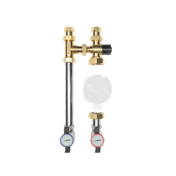 Насосная группа Gidruss NGSS-20CTS (нерж., 3/4", 90 мм, термостатический смеситель KVs 2.5, 35-60°С) (NG 20A20 22)
