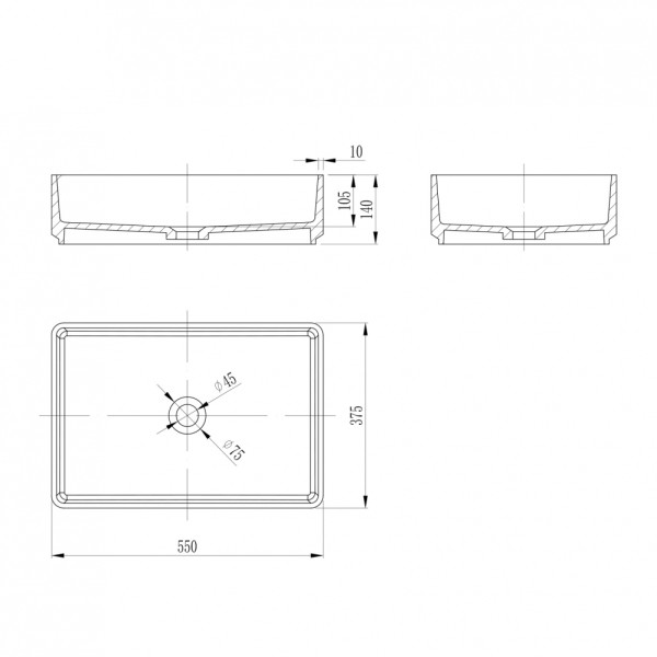 Раковина накладная Stein (белый матовый)