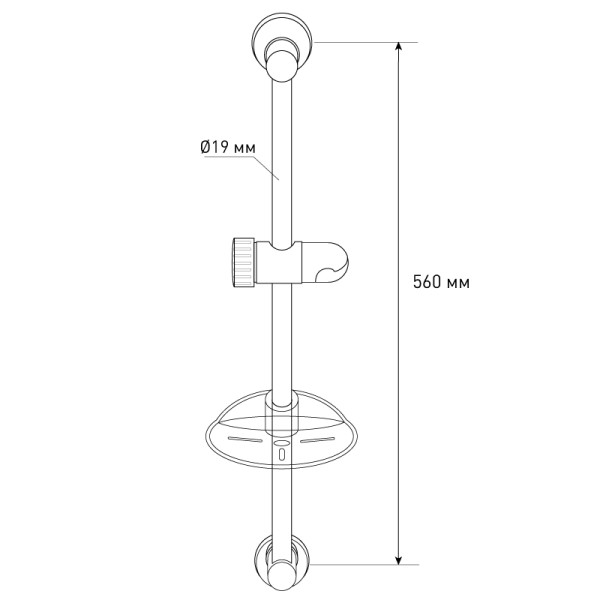 Душевая стойка Melodia с мыльницей d19, L=600 нерж., ABS, хром (MKP20118BL)