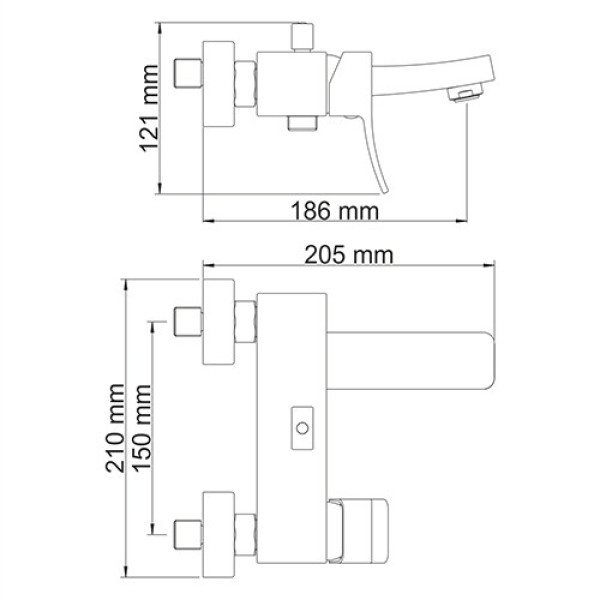 Смеситель для ванны и душа WasserKRAFT Exter с коротким изливом (1601)