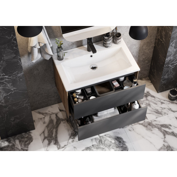 Тумба подвесная Aquaton Сохо 734x455x482 дуб веллингтон, черный софт (1.A258.1.01A.JA0.0)