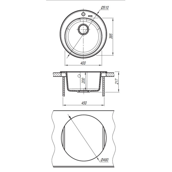 Мойка для кухни Florentina Никосия 51х51 (Fs, Грей) Мойка для кухни Florentina Никосия 51х51 (Fs, Грей)
