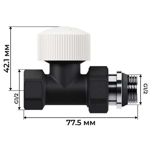 Комплект термостатический прямой 1/2" Royal Thermo Design М30х1,5 (Черный) (RATVDP11212BL) Комплект термостатический прямой 1/2" Royal Thermo Design М30х1,5 (Черный) (RATVDP11212BL)