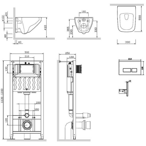 Комплект инсталляция с унитазом и клавишей AM.PM Inspire 2.0 (IS47051.50A1700)