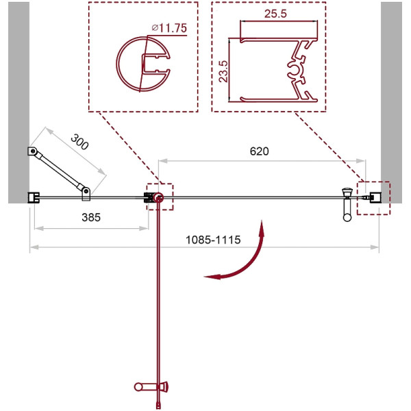 Душевая дверь BelBagno Uno 110x190 стекло прозрачное, профиль хром (UNO-B-12-40+70-C-Cr)