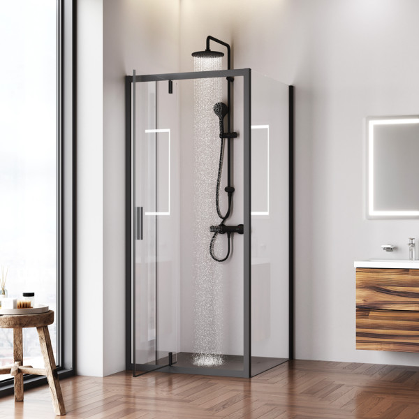 Душевой уголок AM.PM Gem 90x90x195 стекло прозрачное, профиль черный матовый (W90G-404-9090-BT)