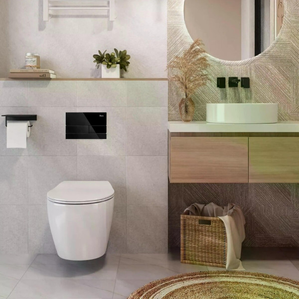 Инсталляция для подвесного унитаза Rea с клавишей Black glass (KPL-E0051) Инсталляция для подвесного унитаза Rea с клавишей Black glass (KPL-E0051)