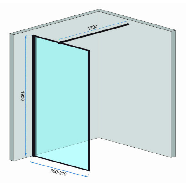 Душевое ограждение Rea Bler 90x195 стекло прозрачное, профиль чёрный матовый (REA-K7638) Душевое ограждение Rea Bler 90x195 стекло прозрачное, профиль чёрный матовый (REA-K7638)