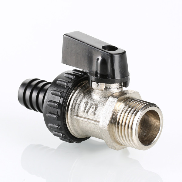 Кран 1/2" Н шаровый сливной со штуцером Valtec (чёрная ручка) VT.430.N.04 Кран 1/2" Н шаровый сливной со штуцером Valtec (чёрная ручка) VT.430.N.04