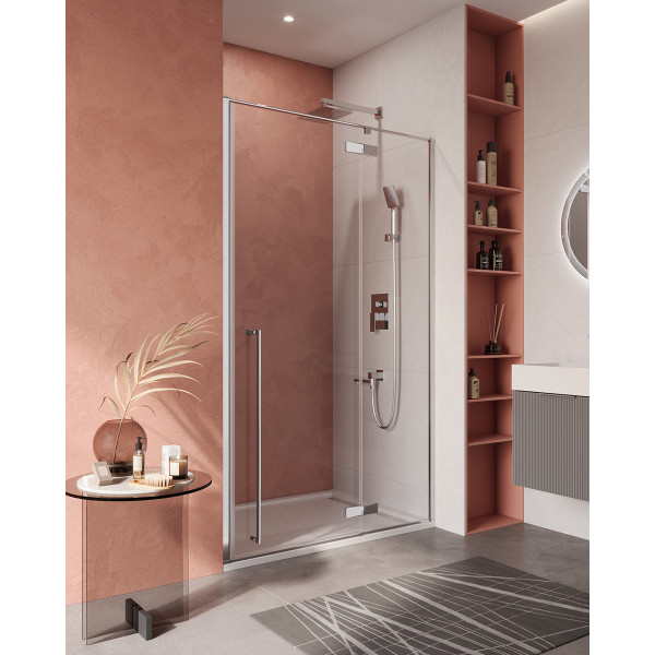 Душевые двери Cezares Liner 120x195 стекло прозрачное, профиль хром (LINER-B-12-120-C-Cr-R)