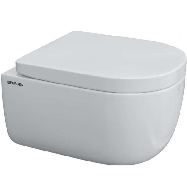 Комплект инсталляция с унитазом Berges Novum525 c с кнопкой L5 SoftTouch черная, унитаз EGO Rimless 49см, сиденье Toma SO (043232)